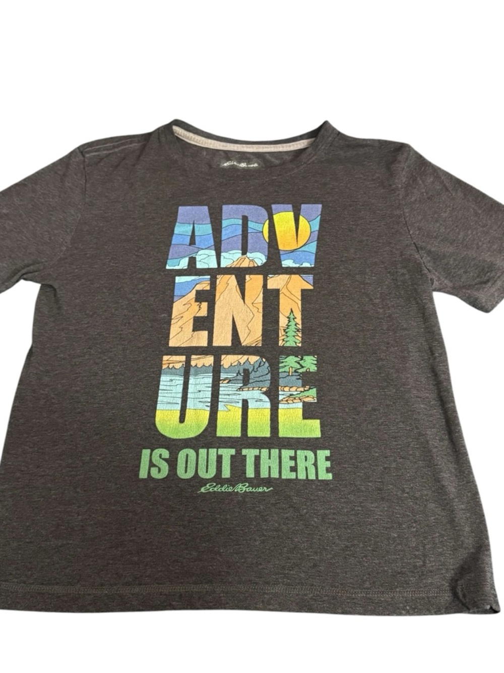 Eddie Bauer Kids ADVENTURE IS OUT THERE Spell Out T-Shirt Size Youth XL (14/16)